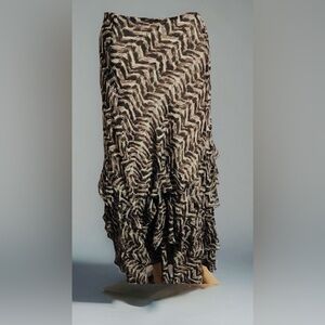 East 5th Asymmetrical Brown Animal Print Layered Elastic Skirt sz 14 NEW